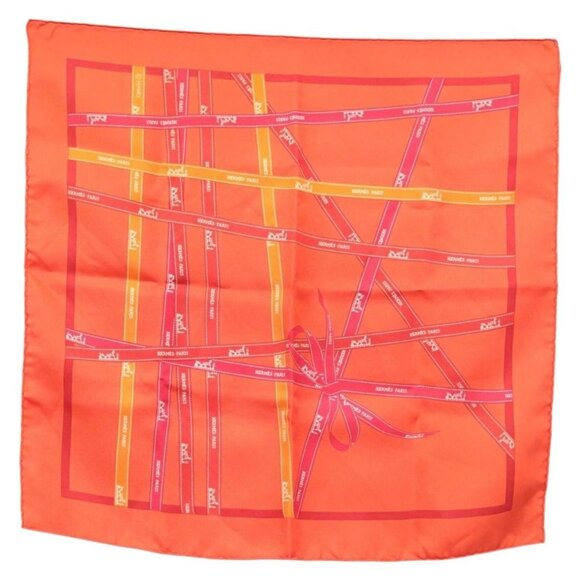 HERMES Carre 45 Scarf Silk Red Auth kk548 - Picture 1 of 7